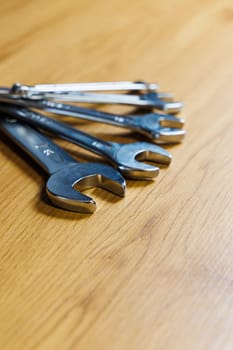 Tools for the master builder. A set of metal keys of different diameters.