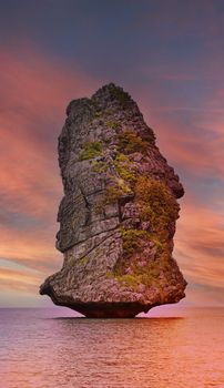 Beautiful rocky island at sunset, Ang Thong National Marine Park of Thailand