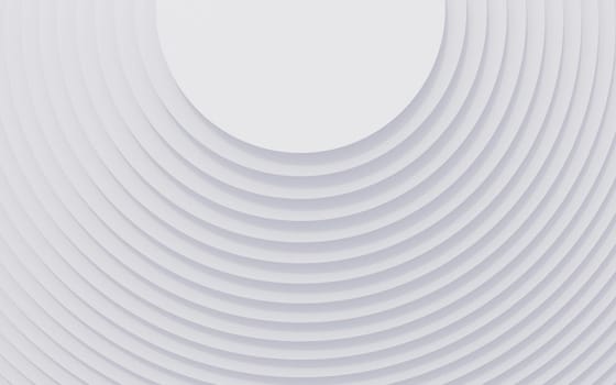 3d rendering. Abstract white geometric background, minimal round frame flat lay, deck of blank cards.