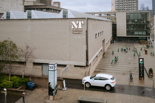 Skyline above National Theatre building in London