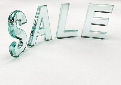 Glossy three-dimensional inscription Sale as a sign.
