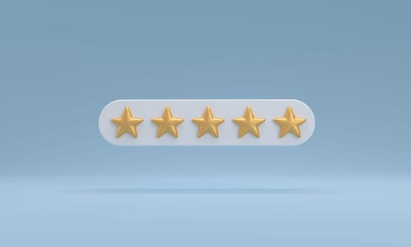 Bubble rating five golden stars for best excellent services rating for satisfaction. Customer rating feedback concept. 3d rendering
