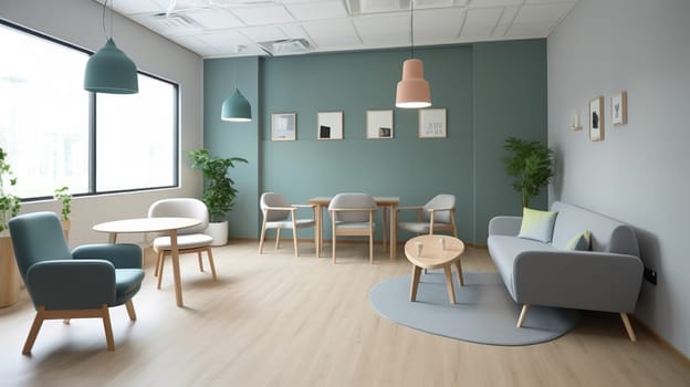 Inspiring office interior design Scandinavian style Corporate Office with Open Space Design featuring Natural elements architecture. Generative AI AIG 31.