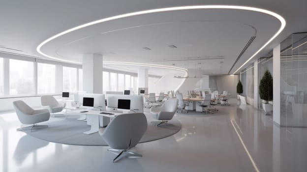 Inspiring office interior design Contemporary style Corporate Office with Open Space Design featuring Sleek design architecture. Generative AI AIG 31.