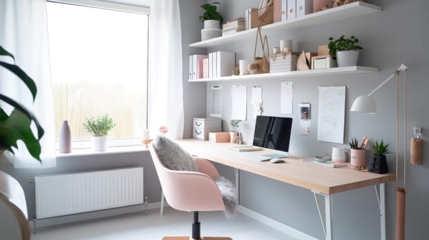 Inspiring office interior design Scandinavian style Home office featuring Natural light architecture. Generative AI AIG 31.