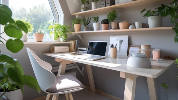 Inspiring office interior design Scandinavian style Home Office featuring Natural light architecture. Generative AI AIG 31.