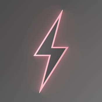 Glowing pink lightning bolt symbol on grey background