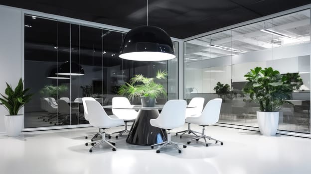 Inspiring office interior design Modern style Meeting Room featuring Minimalist design architecture. Generative AI AIG 31.