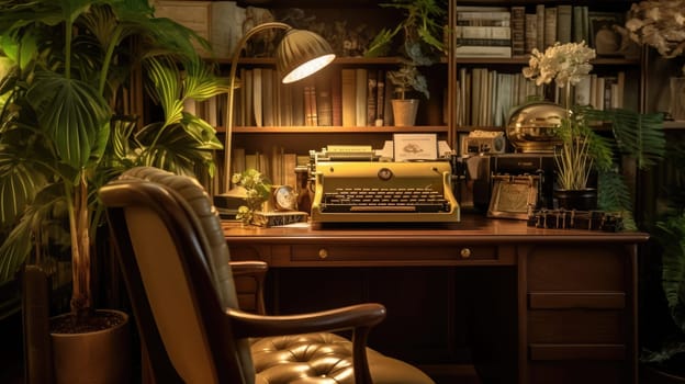 Inspiring office interior design Vintage style Office featuring Retro charm architecture. Generative AI AIG 31.