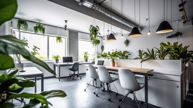 Inspiring office interior design Minimalist style Corporate Office featuring Simplicity architecture. Generative AI AIG 31.