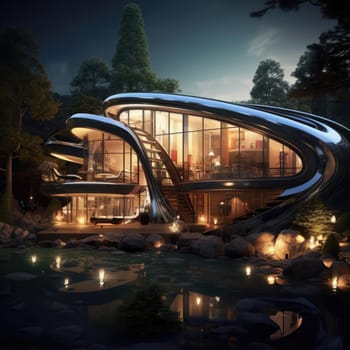 The cottage of the future, soft lines and high technology