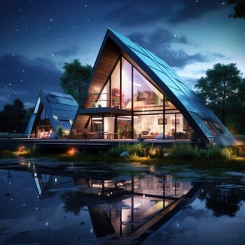 The cottage of the future, soft lines and high technology