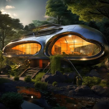 The cottage of the future, soft lines and high technology