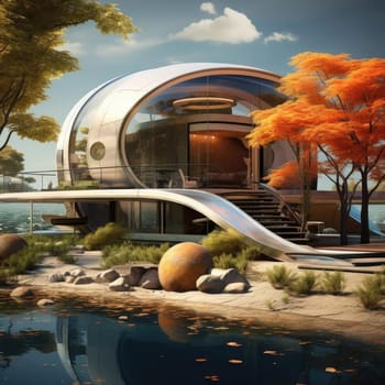 The cottage of the future, soft lines and high technology