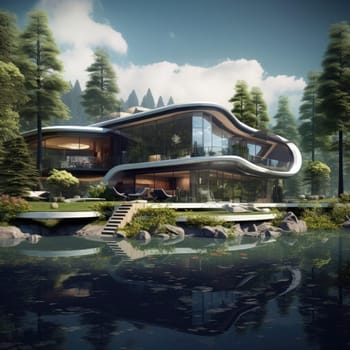 The cottage of the future, soft lines and high technology