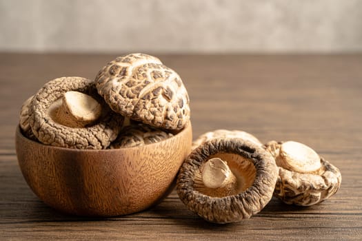 Dried shiitake mushroom isolated on white background.