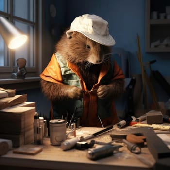 Beaver works as a craftsman in a furniture making workshop. Poster for furniture manufacturers