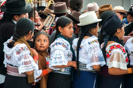 Otavalo, Ecuador - 24 de junio de 2023: indigenous people of ecuador dancing in inti raymi. High quality photo