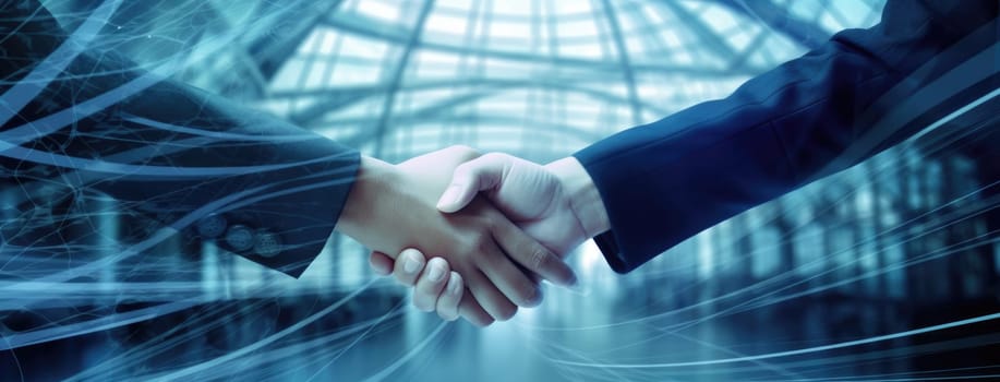 Handshake of two businessmen. Close-up. The concept of trust in business