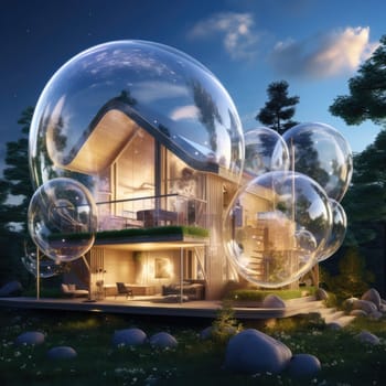 Modern country house in a bubble. A vision for the future