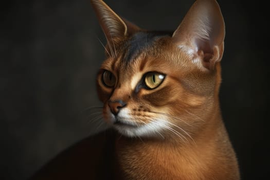 Portrait of a cute cat looking away. Abyssian cat.Generative AI.