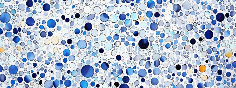 Watercolor background of blue circles on white background