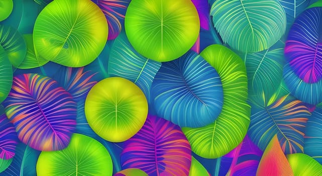 Round tropical leaves background, Generative AI