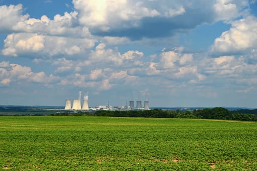 Nuclear power plant. Concept for industry and technology - energy crisis. Increasing energy prices - Russia's war on Ukraine. Dukovany - Czech Republic.