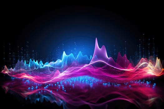 abstract futuristic background and colourful wave, Data transfer concept Fantastic wallpaper, Ai Generative.