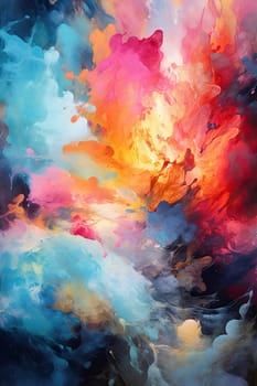 A mesmerizing abstract artwork with fluid brushstrokes and splashes of contrasting colors.