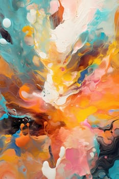 A mesmerizing abstract artwork with fluid brushstrokes and splashes of contrasting colors.