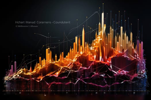 Abstract Background Business digital graph chart in stock trade market and growth investment. AI Generative.