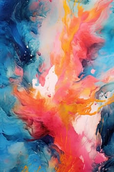 A mesmerizing abstract artwork with fluid brushstrokes and splashes of contrasting colors.