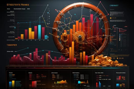 Abstract Background Business digital graph chart in stock trade market and growth investment. AI Generative.