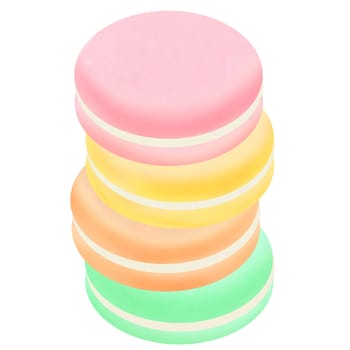 Drawing of macarons isolated on white background for usage as an illustration, food, snacks, bakery and eating concept