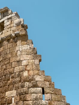 Ancient city of Perge in Antalya, Turkey. Historical ruins in the ancient city of Pamphylia