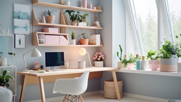 Inspiring office interior design Scandinavian style Home office featuring Natural light architecture. Generative AI AIG 31.