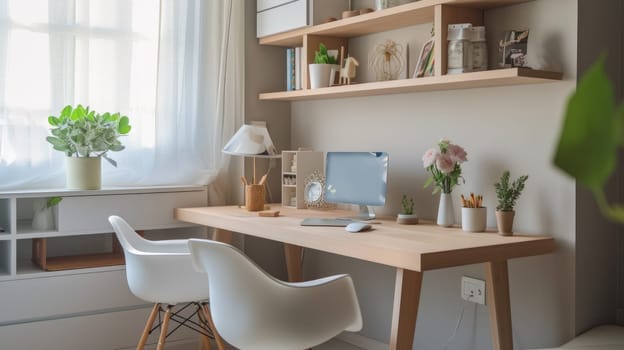 Inspiring office interior design Scandinavian style Home office featuring Natural light architecture. Generative AI AIG 31.