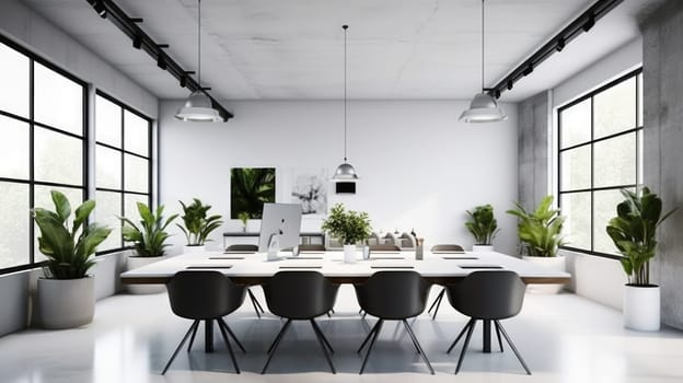 Inspiring office interior design Minimalist style Conference Room featuring Simplicity architecture. Generative AI AIG 31.