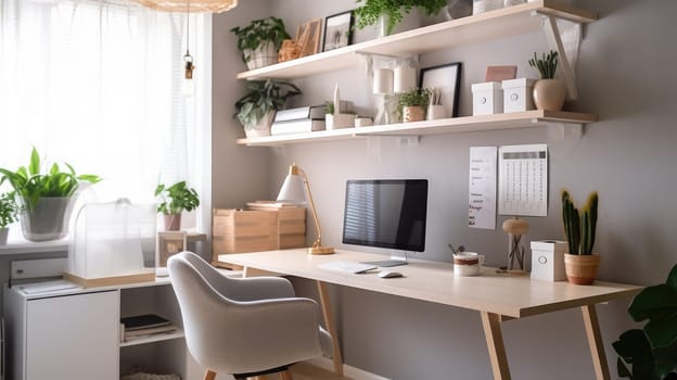 Inspiring office interior design Scandinavian style Home office featuring Natural light architecture. Generative AI AIG 31.