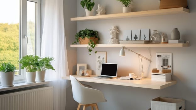 Inspiring office interior design Scandinavian style Home office featuring Natural light architecture. Generative AI AIG 31.