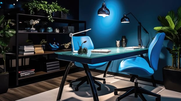 Inspiring office interior design Modern style Home office featuring Statement desk architecture. Generative AI AIG 31.