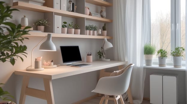 Inspiring office interior design Scandinavian style Office featuring Natural light architecture. Generative AI AIG 31.