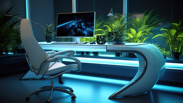 Inspiring office interior design Tech-inspired style Office featuring Futuristic design architecture. Generative AI AIG 31.