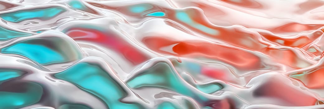 Shiny and glossy Abstract oil or watercolor paint texture on canvas, background in pastel colors. Abstract colorful background in pink, blue and white color. Long banner