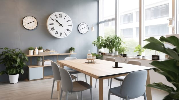 Inspiring office interior design Scandinavian style Meeting room featuring Large table architecture. Generative AI AIG 31.