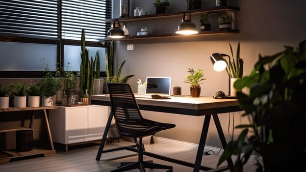Inspiring office interior design Minimalist style Home office featuring Clean lines architecture. Generative AI AIG 31.
