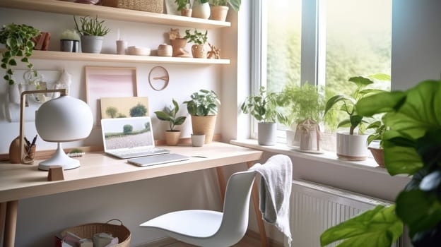 Inspiring office interior design Scandinavian style Home Office featuring Minimalist design architecture. Generative AI AIG 31.