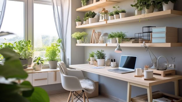 Inspiring office interior design Scandinavian style Home Office featuring Natural light architecture. Generative AI AIG 31.