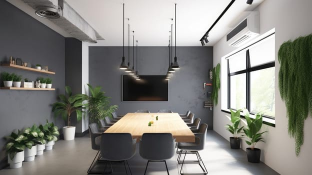 Inspiring office interior design Minimalist style Meeting Room featuring Simplicity architecture. Generative AI AIG 31.